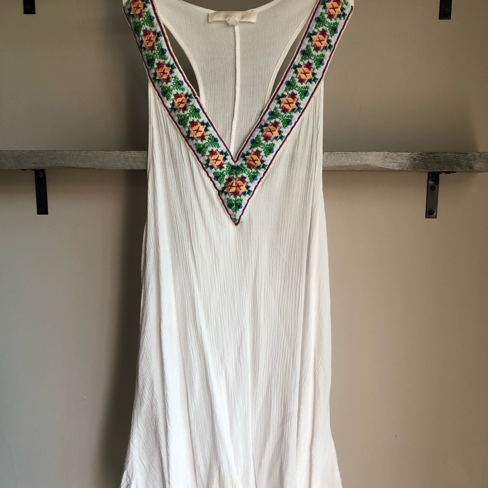 Embroidered White Swimsuit Cover